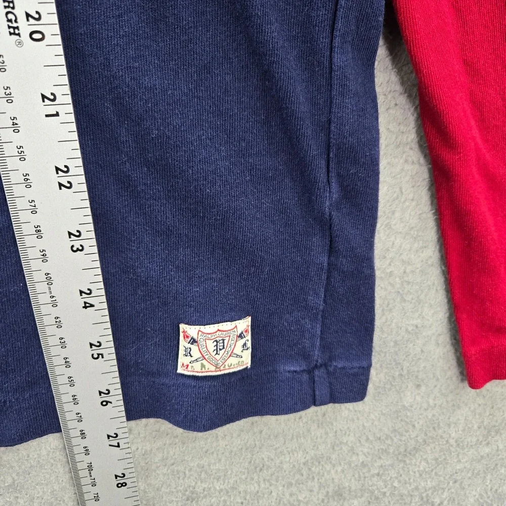 Polo Ralph Lauren Men Shirt Large Blue Colorblock Logo Long Sleeve READ